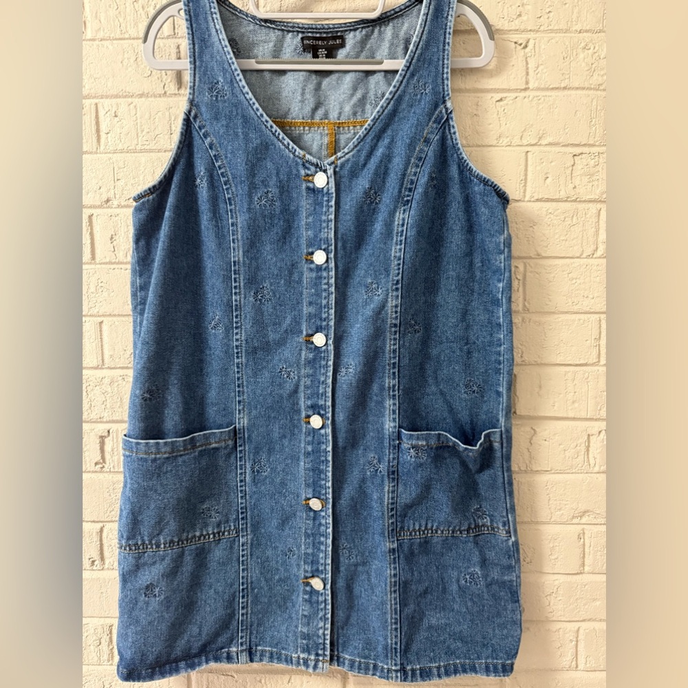 Sincerely Jules Blue Denim Strapless Button-Front Dress